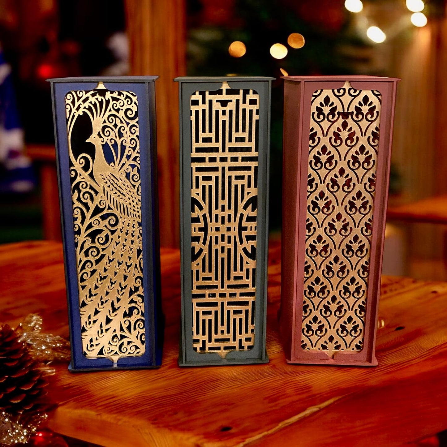 Personalized Laser Cut Wine/Scotch Gift Box • Holiday Hostess Gift