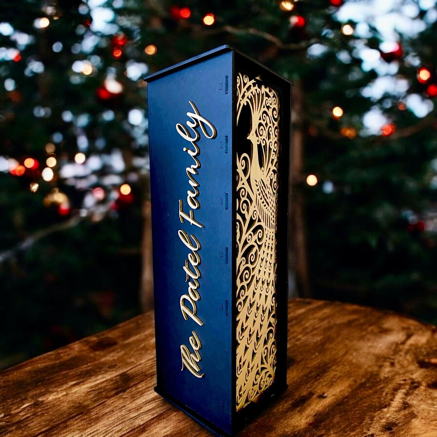 Personalized Laser Cut Wine/Scotch Gift Box • Holiday Hostess Gift