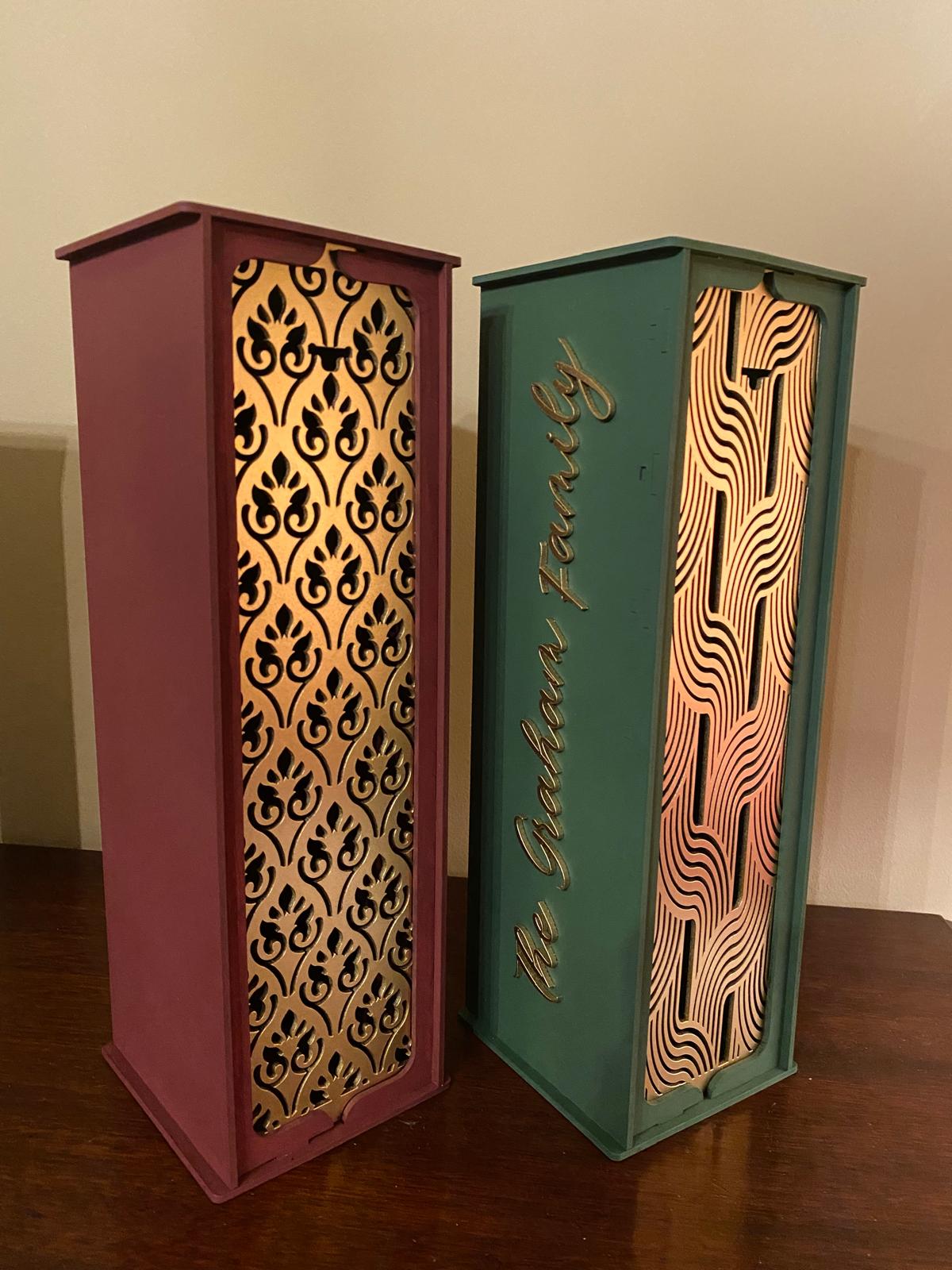 Personalized Laser Cut Wine/Scotch Gift Box • Holiday Hostess Gift