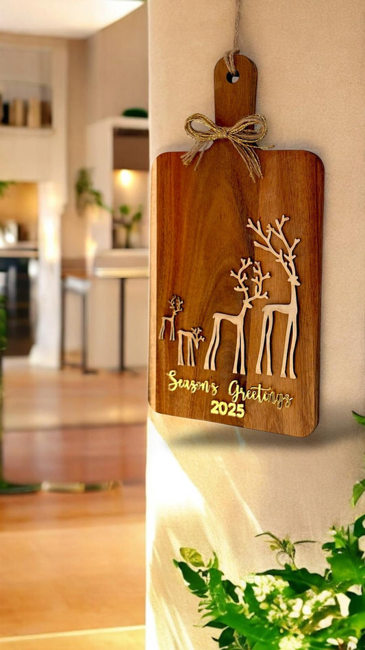 Christmas Cutting Board, Wooden Holiday Charcuterie Board, Personalized Host Gift