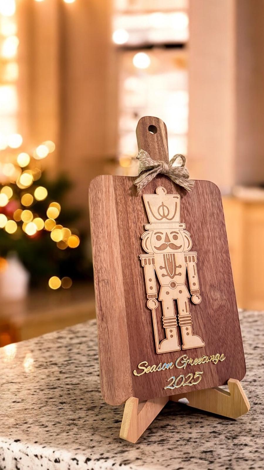 Christmas Cutting Board, Wooden Holiday Charcuterie Board, Personalized Host Gift