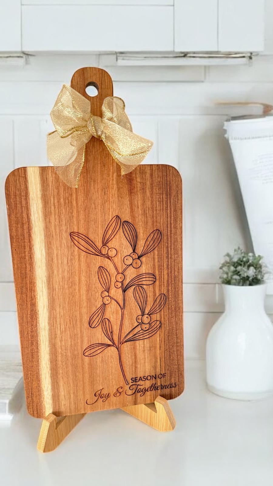 Christmas Cutting Board, Wooden Holiday Charcuterie Board, Personalized Host Gift