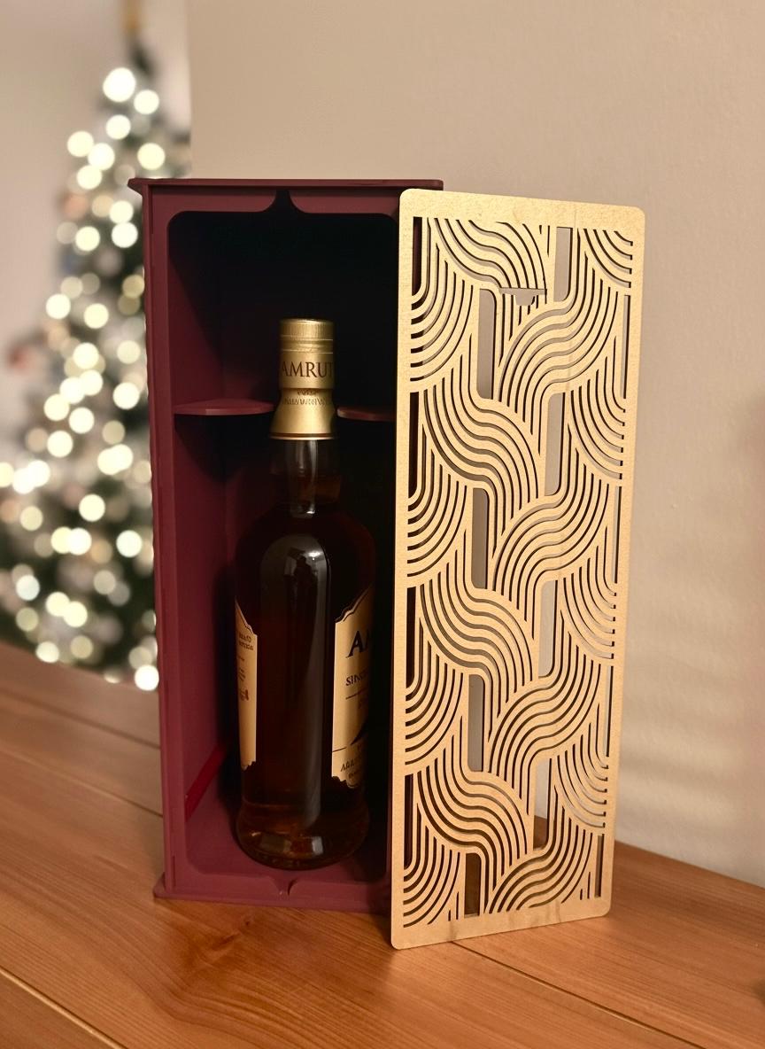 Personalized Laser Cut Wine/Scotch Gift Box • Holiday Hostess Gift