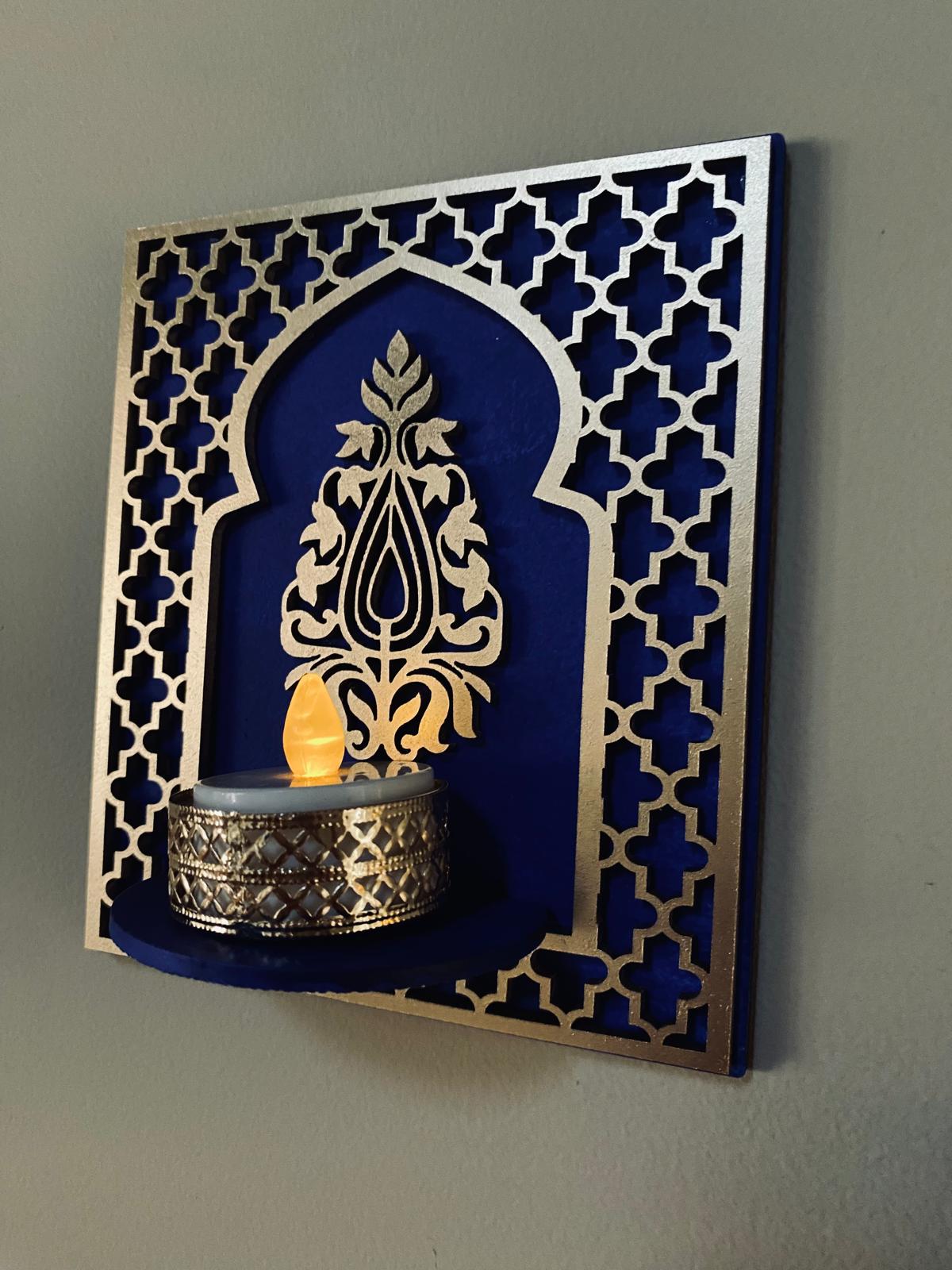 Handcrafted Wooden Jharokha Wall Sconces: Diwali Decor, Metallic Accents