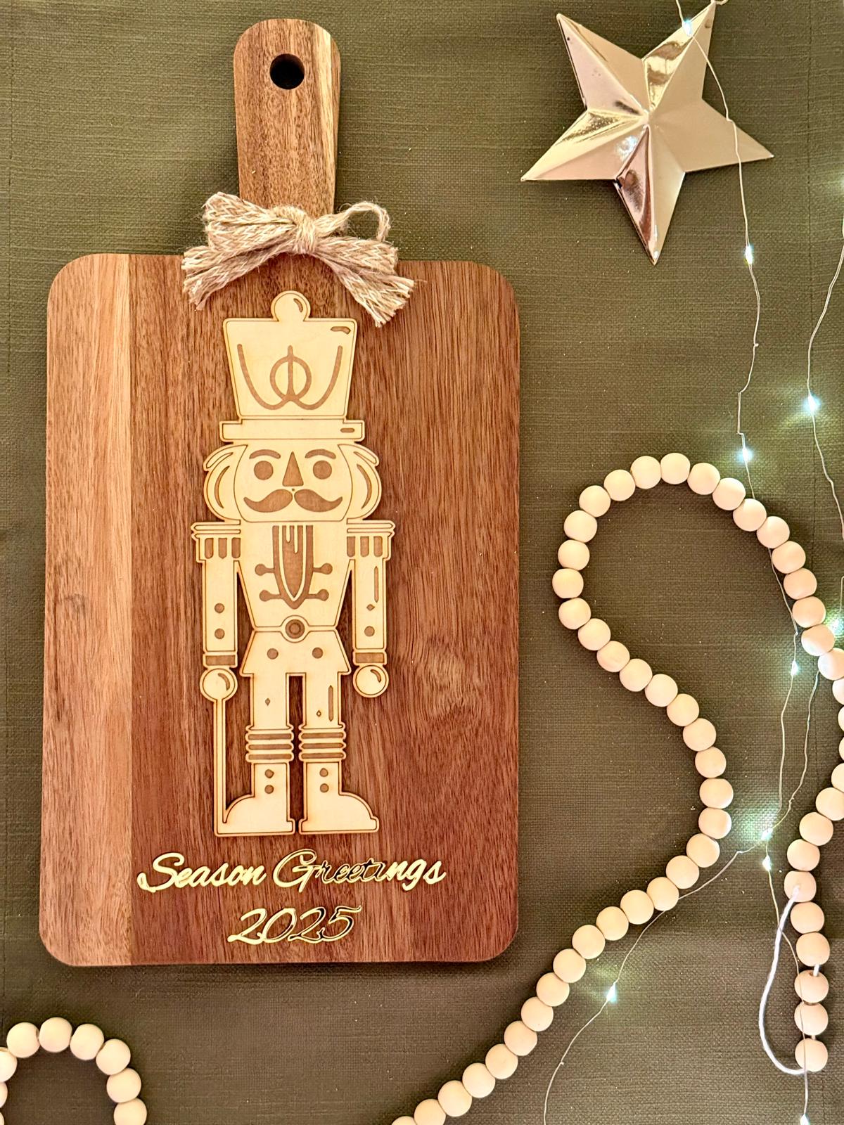 Christmas Cutting Board, Wooden Holiday Charcuterie Board, Personalized Host Gift