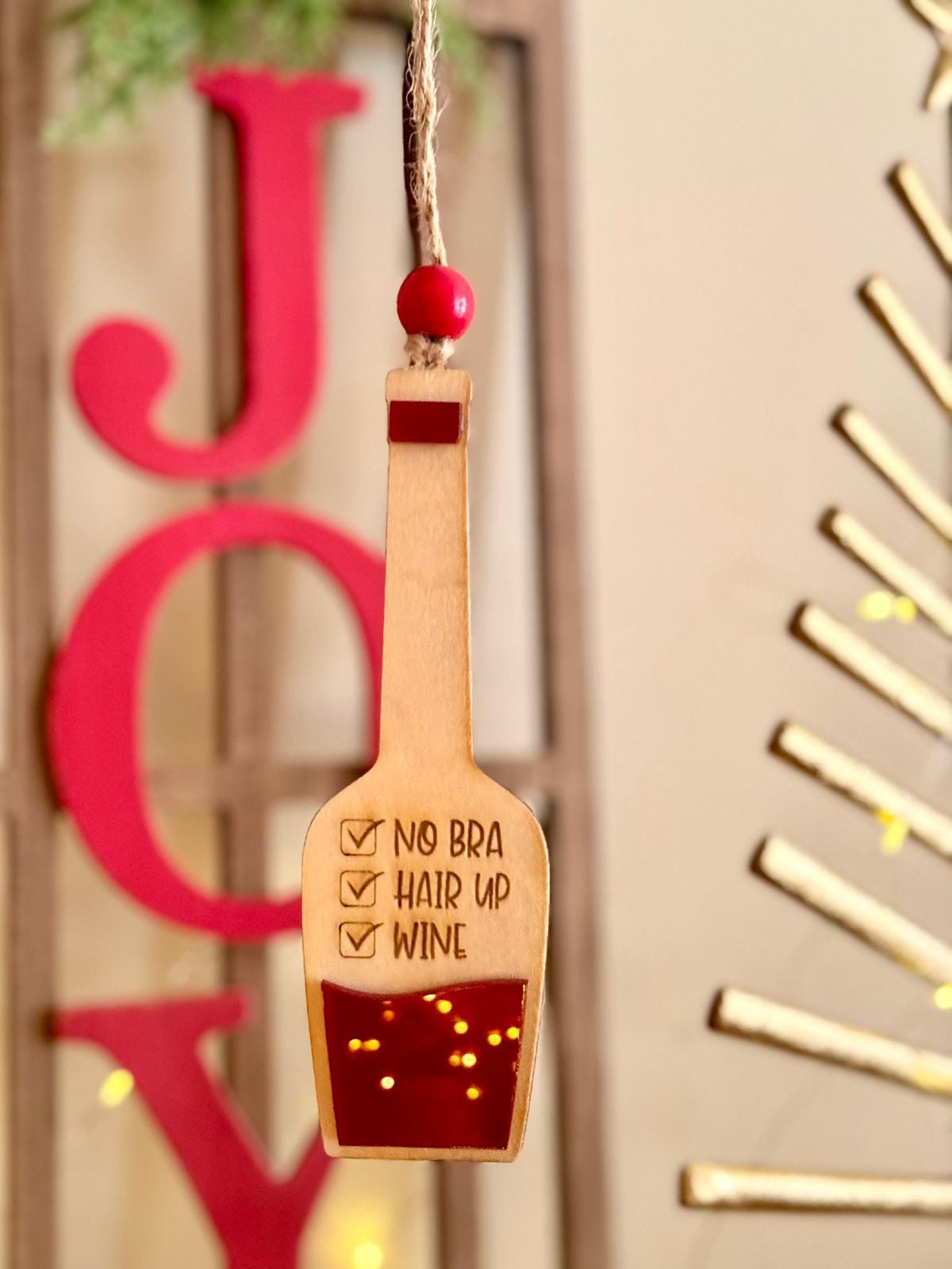 Funny Wine Ornaments – Laser Cut Wooden Christmas Decorations | Wine Lover Gifts | Holiday Tree Decor |