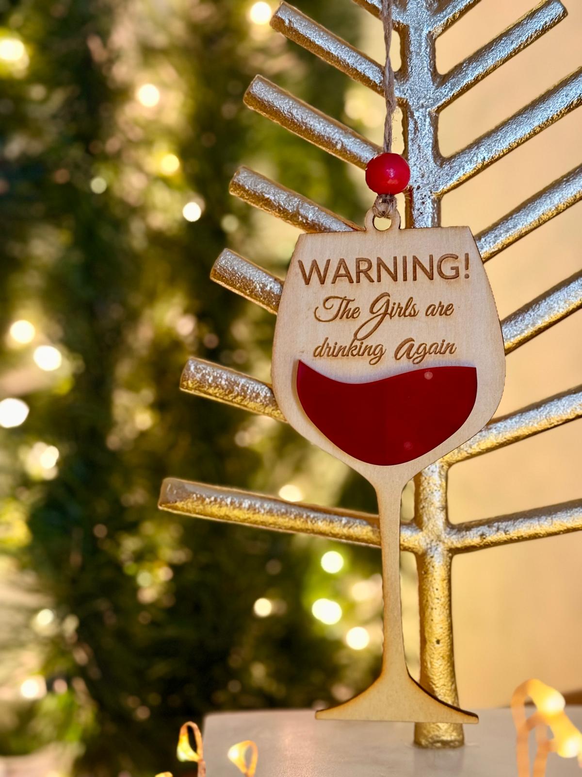 Funny Wine Ornaments – Laser Cut Wooden Christmas Decorations | Wine Lover Gifts | Holiday Tree Decor |