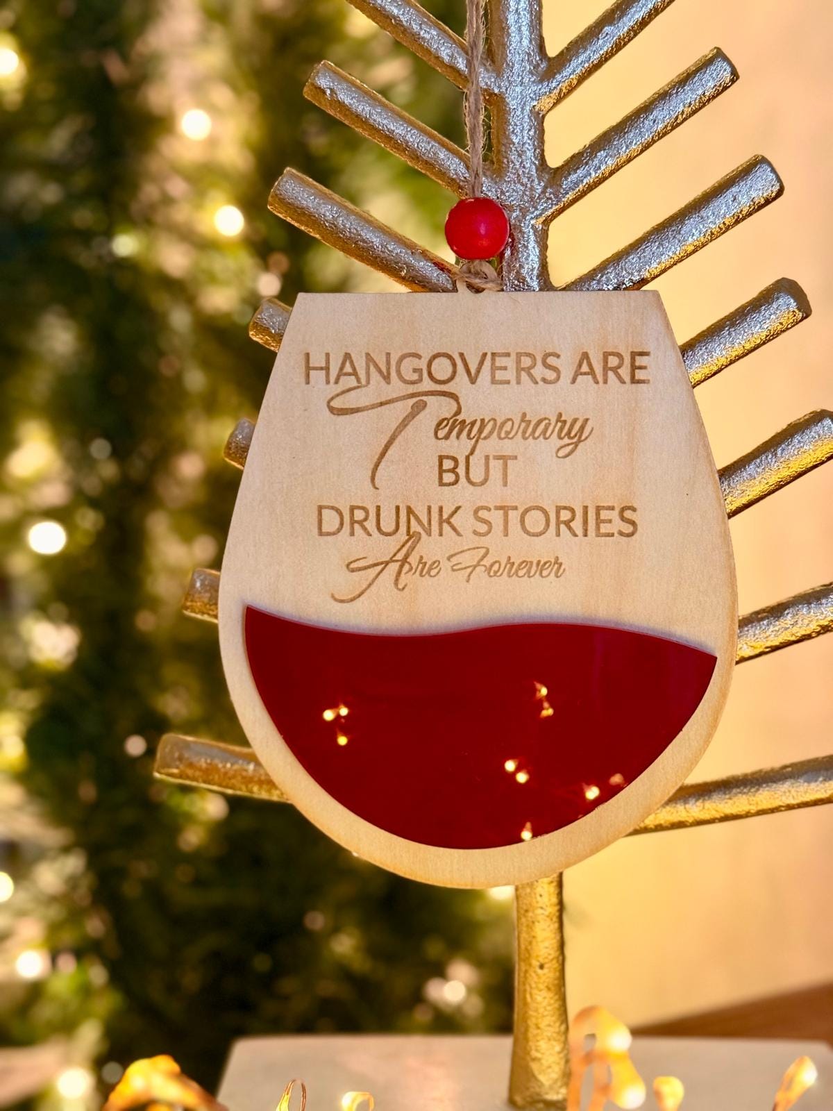 Funny Wine Ornaments – Laser Cut Wooden Christmas Decorations | Wine Lover Gifts | Holiday Tree Decor |