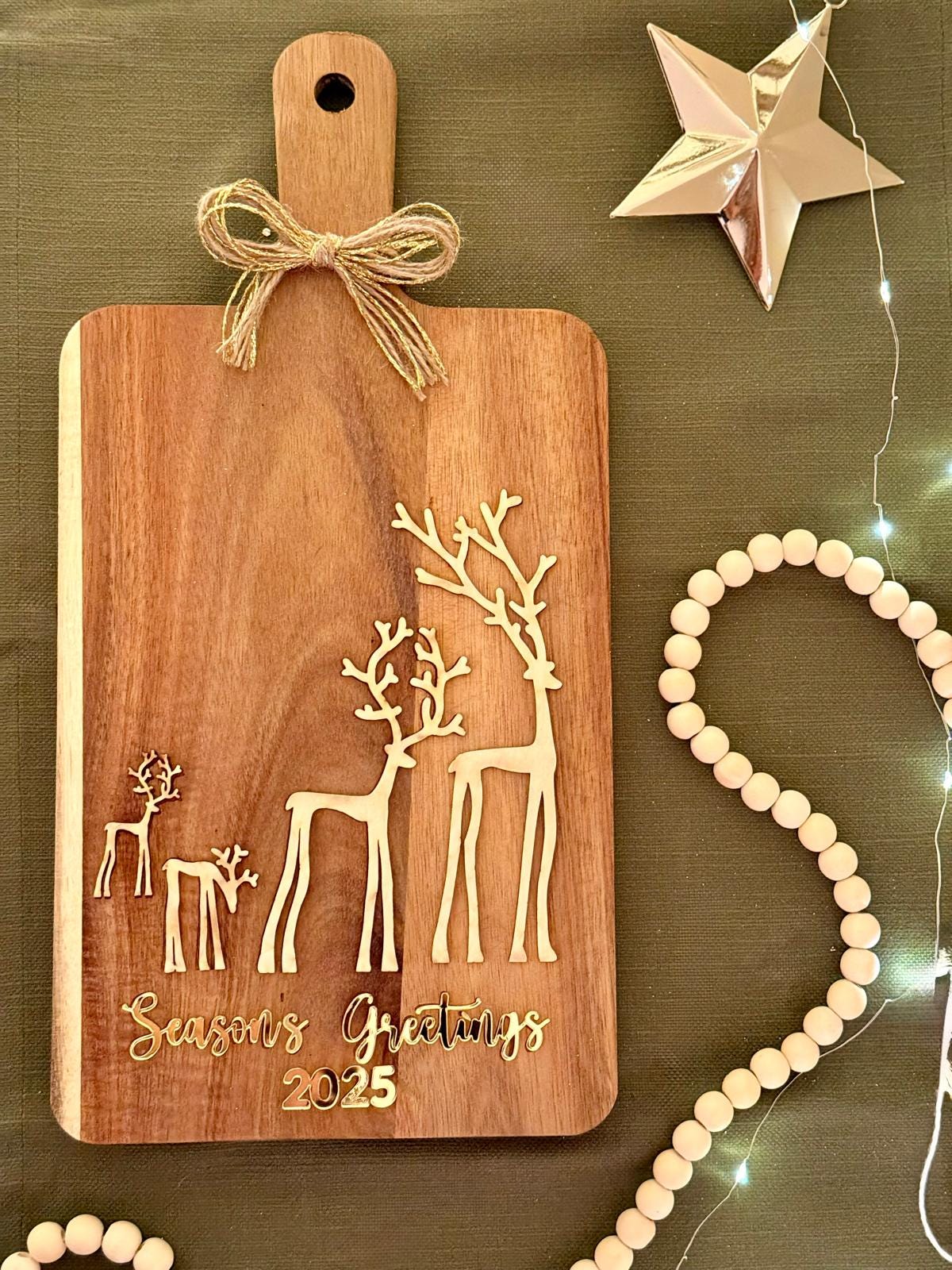 Christmas Cutting Board, Wooden Holiday Charcuterie Board, Personalized Host Gift