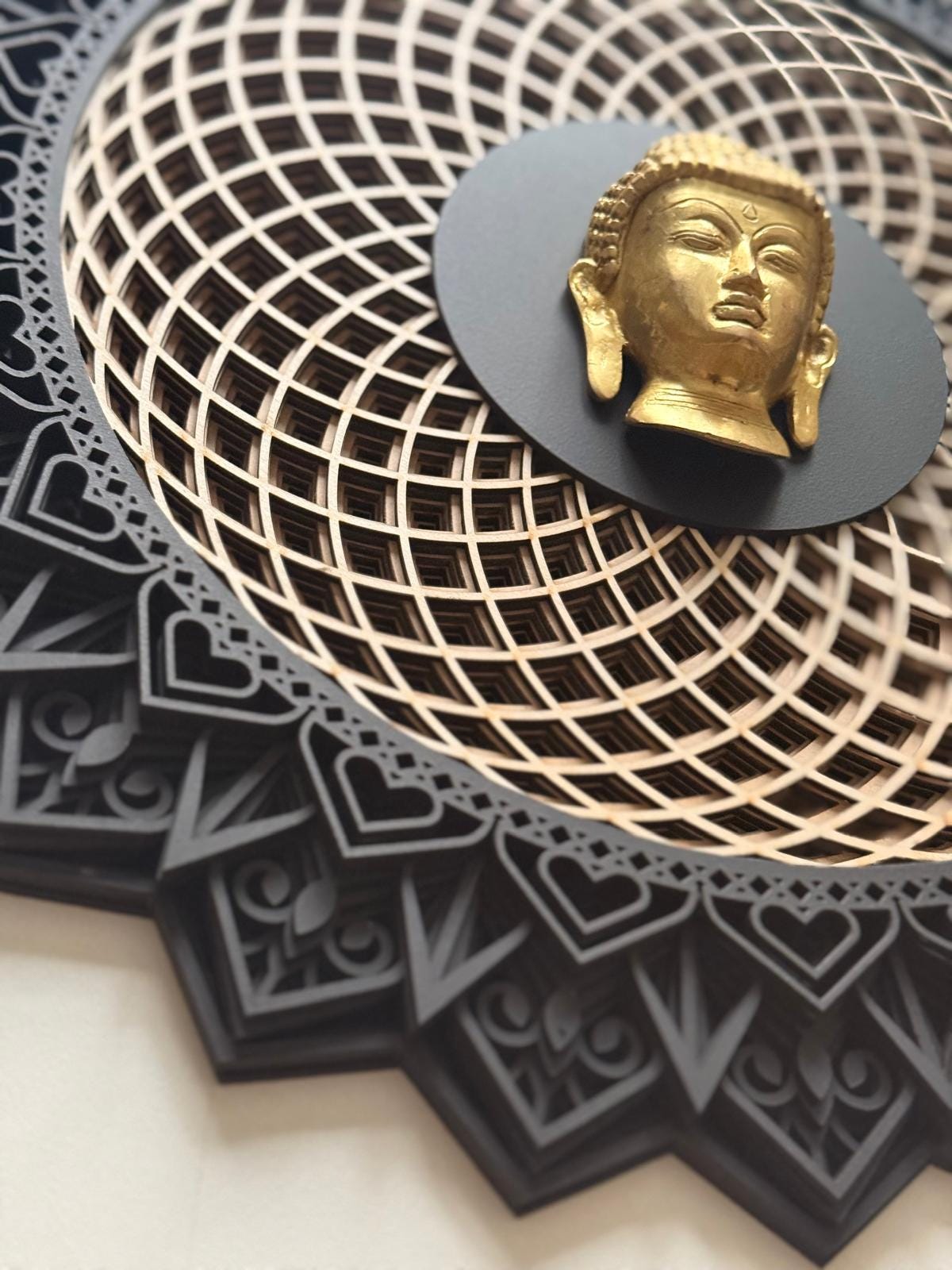 Shades Of Terracotta – SIGNATURE COLLECTION Handcrafted Lotus Mandala Buddha Wall Art | Luxury Wooden Spiritual Decor | Meditation Room Art|