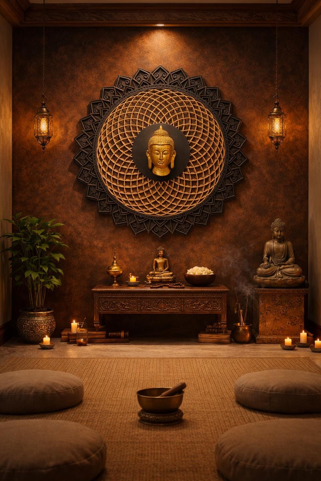 Shades Of Terracotta – SIGNATURE COLLECTION Handcrafted Lotus Mandala Buddha Wall Art | Luxury Wooden Spiritual Decor | Meditation Room Art|