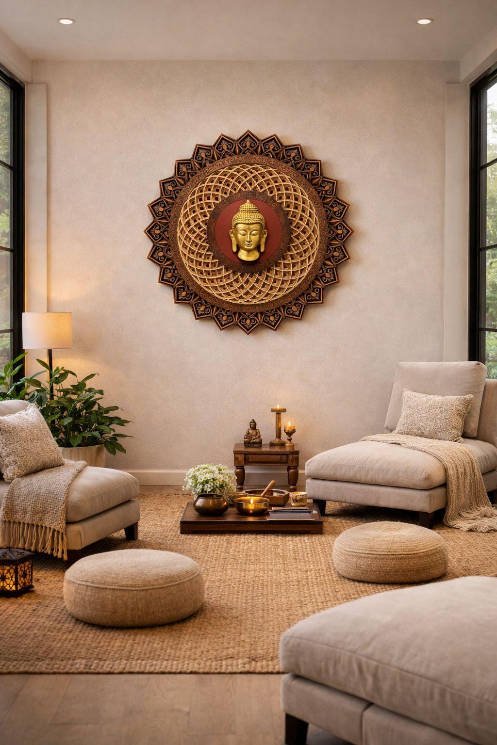 Shades of Terracotta — SIGNATURE HEIRLOOM COLLECTION Handcrafted Lotus Mandala Buddha Wall Art | Luxury Living Room Statement Art