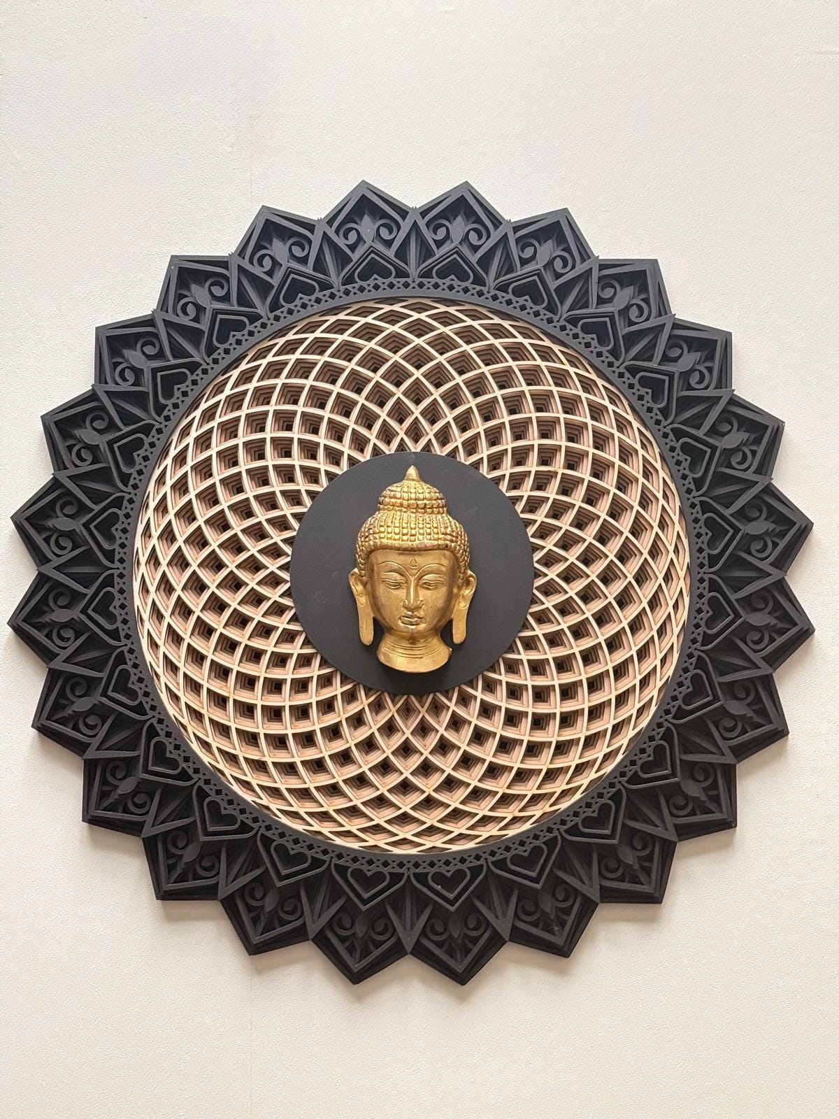 Shades Of Terracotta – SIGNATURE COLLECTION Handcrafted Lotus Mandala Buddha Wall Art | Luxury Wooden Spiritual Decor | Meditation Room Art|