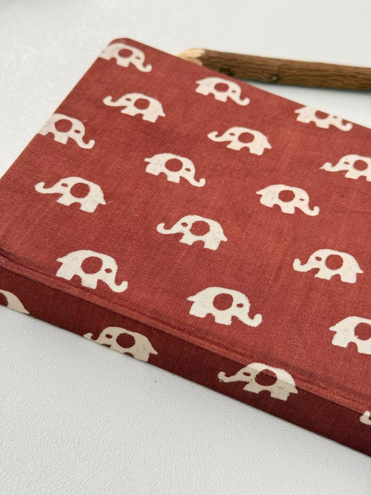 Personalized Fabric Journal with Elephant Motif | Handcrafted Linen Notebook | Mindful Writing & Gifting Journal